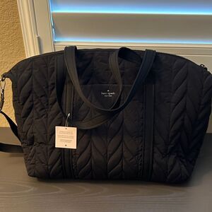 Kate Spade Classic Black Quilted Large Tote Overnight or Carryon NWT